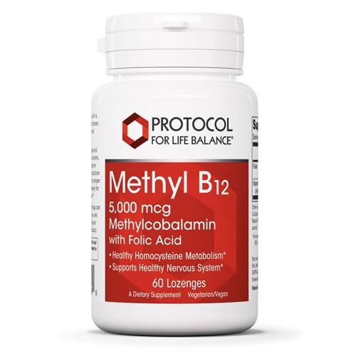 Protocol For Life Balance Methyl B12 5,000 mcg + Folic Acid 60 Lozenges - P0496
