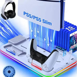 PS5 Cooling Stand with 3-Speed Adjustable Fan, RGB Lights, and Compact Design for PS5 Slim, Digital