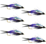 Double Bead Purple Psycho Prince Nymph Fly - 6 Flies Size 14