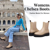 Women's Chelsea Ankle Boots – Leather Platform Lug Sole