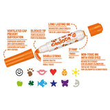 Carioca Stamperello 12-Pack Washable Markers for Kids - Non-Toxic Art Supplies with Stamp Tips