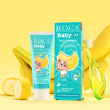 ROCS Baby Toothpaste, 45g - Natural Banana Flavor, Fluoride-Free & SLS-Free for Infants & Toddlers