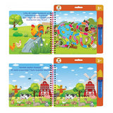 Lino Magic Water Painting Book: Reusable Farm Animal Coloring Book for Toddlers - Mess-Free, Self-Erasing Kids Water Drawing Fun.