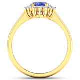 1.92 Carat Genuine Tanzanite and White Diamond 14K Yellow Gold Ring