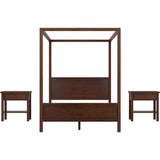 Queen Size Canopy Bed with 2 Nightstands
