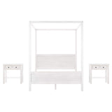 Queen Size Canopy Bed with 2 Nightstands