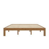 Queen Size Wood Platform Bed Frame-12 Inch Solid Wood Queen Bed Frame with Slat Support, No Box Spring Needed, Easy Assembly-Rustic Pine