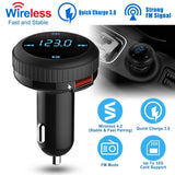 Quick Charge 3.0 Car Charger Wireless 4.2 FM Transmitter 23W 3A Dual USB