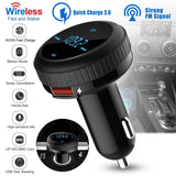 Quick Charge 3.0 Car Charger Wireless 4.2 FM Transmitter 23W 3A Dual USB
