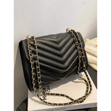 Quilted Pattern Flap Chain Square Bag