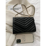 Quilted Pattern Flap Chain Square Bag