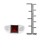 2.99 Carat Genuine Garnet and White Topaz .925 Sterling Silver Ring