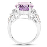 8.98 Carat Genuine Amethyst & White Topaz .925 Sterling Silver Ring