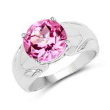 4.55 Carat Genuine Pink Topaz .925 Sterling Silver Ring