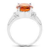 3.94 Carat Genuine Madeira Citrine & White Topaz .925 Sterling Silver Ring