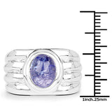 3.55 Carat Genuine Tanzanite .925 Sterling Silver Ring
