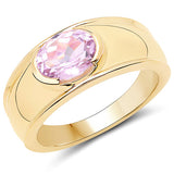 14K Yellow Gold Plated 2.40 Carat Genuine Kunzite .925 Sterling Silver Ring