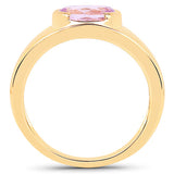 14K Yellow Gold Plated 2.40 Carat Genuine Kunzite .925 Sterling Silver Ring