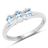0.60 Carat Genuine Aquamarine .925 Sterling Silver Ring
