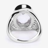 5.38 Carat Genuine Crystal Quartz and White Diamond .925 Sterling Silver Ring