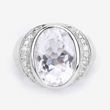 5.38 Carat Genuine Crystal Quartz and White Diamond .925 Sterling Silver Ring
