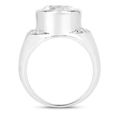 5.38 Carat Genuine Crystal Quartz and White Diamond .925 Sterling Silver Ring