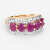 1.74 Carat Genuine Ruby and White Diamond .925 Sterling Silver Ring