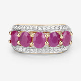 1.74 Carat Genuine Ruby and White Diamond .925 Sterling Silver Ring