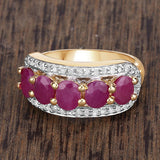 1.74 Carat Genuine Ruby and White Diamond .925 Sterling Silver Ring
