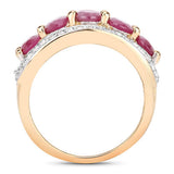 1.74 Carat Genuine Ruby and White Diamond .925 Sterling Silver Ring