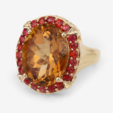 9.38 Carat Genuine Citrine and Orange Sapphire .925 Sterling Silver Ring