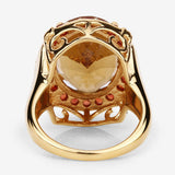 9.38 Carat Genuine Citrine and Orange Sapphire .925 Sterling Silver Ring