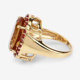 9.38 Carat Genuine Citrine and Orange Sapphire .925 Sterling Silver Ring
