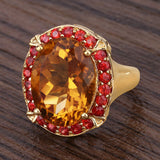 9.38 Carat Genuine Citrine and Orange Sapphire .925 Sterling Silver Ring