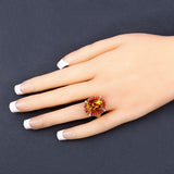 9.38 Carat Genuine Citrine and Orange Sapphire .925 Sterling Silver Ring