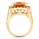 9.38 Carat Genuine Citrine and Orange Sapphire .925 Sterling Silver Ring