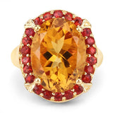 9.38 Carat Genuine Citrine and Orange Sapphire .925 Sterling Silver Ring