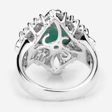 "2.57 Carat Genuine Emerald, White Topaz and White Diamond .925 Sterling Silver Ring