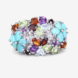 4.03 Carat Genuine Multi Stones .925 Sterling Silver Ring