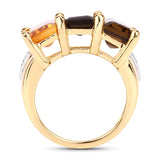8.17 Carat Genuine Multi Stones .925 Sterling Silver Ring