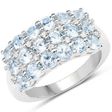 2.29 Carat Genuine Blue Topaz & White Topaz .925 Sterling Silver Ring