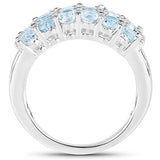 2.29 Carat Genuine Blue Topaz & White Topaz .925 Sterling Silver Ring