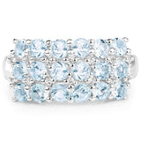 2.29 Carat Genuine Blue Topaz & White Topaz .925 Sterling Silver Ring