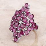 7.52 Carat Genuine Rhodolite .925 Sterling Silver Ring