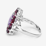 5.65 Carat Genuine Amethyst and Rhodolite .925 Sterling Silver Ring
