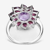 5.65 Carat Genuine Amethyst and Rhodolite .925 Sterling Silver Ring