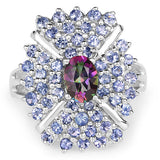 2.86 Carat Genuine Mystic Topaz and Tanzanite .925 Sterling Silver Ring