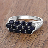 2.60 Carat Genuine Blue Sapphire .925 Sterling Silver Ring