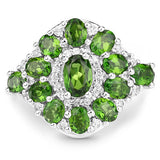 2.77 Carat Genuine Chrome Diopside and White Zircon .925 Sterling Silver Ring