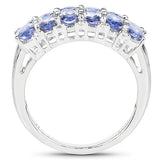 3.16 Carat Genuine Tanzanite & White Topaz .925 Sterling Silver Ring